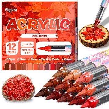 Акрилові маркери Flysea &ndash; Red Series 12 кольорів (Червона серія) 8540530 фото
