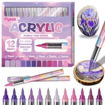 Акрилові маркери Flysea &ndash; Purple Tone Series 12 кольорів (Фіолетова серія) 8540376 фото